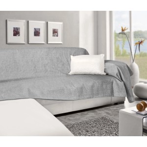 Copridivano grigio con cuscino su un divano. Categoria: Cuscini e copricuscini.