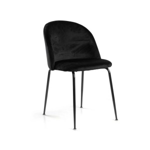 Sedia imbottita Sammi in velluto nero con struttura nera 50x57h78,5 cm