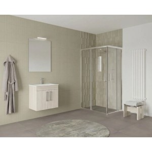 Mobile bagno Tims con lavabo e specchio rovere