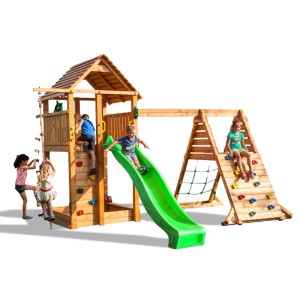 Gioco da giardino Fortress con scivolo e altalena 560x445xh305 cm