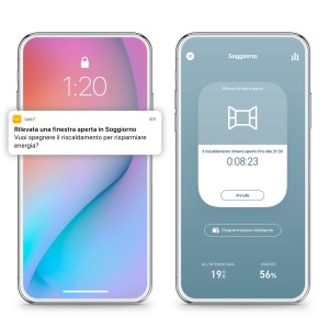tado° Controllo Climatizzatore Intelligente V3+ vista app su due smartphone.