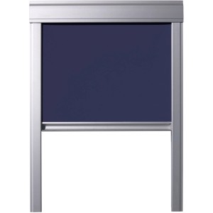 t.b.t. tenda a rullo per finestre per tetti, blu, con telaio argentato.