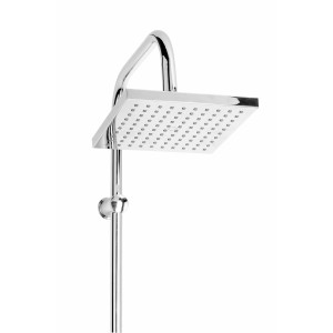Soffione doccia quadrato cromato con asta per colonna doccia.