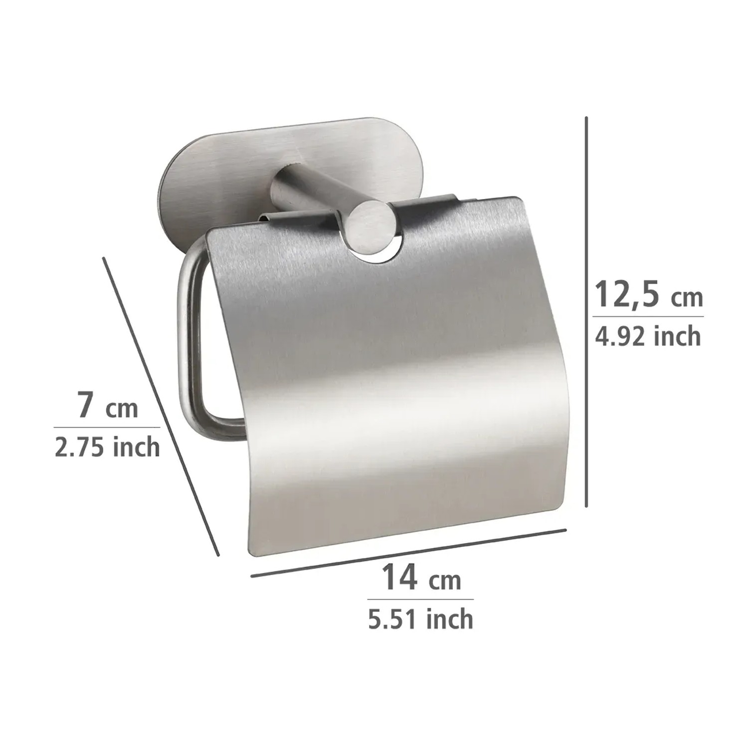 Wenko Porta carta igienica Orea Matt con coperchio, acciaio inox, montaggio a parete Turbo-Loc.