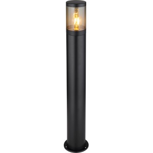 Lampada da esterno Globo nera cilindrica con vetro fumé e attacco E27, alta 80 cm.