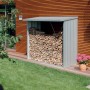 Biohort WoodStock 150, argento metallizzato, pieno di legna. Legnaia per il giardino.