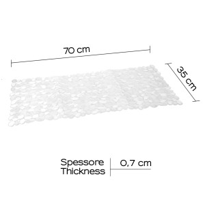 Tappetino doccia trasparente con rilievi, 70x35cm, per una presa sicura nella doccia.