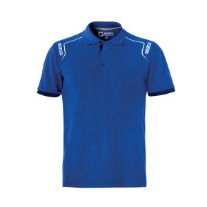 Polo blu t.b.t. per abbigliamento da lavoro con maniche corte e logo.
