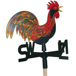 Bandiera segnavento a forma di gallo come decorazione da giardino con rosa dei venti