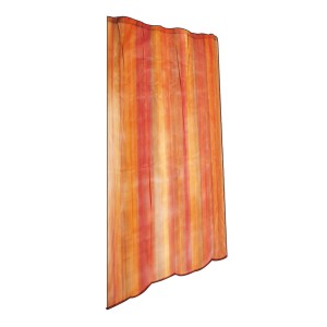 Zanzariera arancione con motivo a righe.