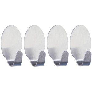 Set di 4 ganci Wenko Zwerg in acciaio inox opaco, autoadesivi per bagno e casa.