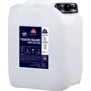 Tanica di fissativo isolante per muri, ideale come promotore di adesione e per il pretrattamento delle superfici.