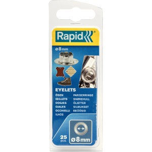 Rapid Occhielli 8mm, 25 pezzi, per tessuti sottili e pelle.