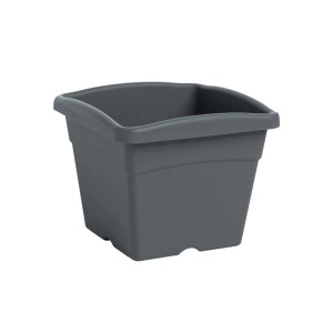 Vaso per piante t.b.t. quadrato grigio in plastica per il giardino.