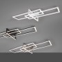 Plafoniera LED Trio Salinas in nero, bianco e argento con design geometrico.