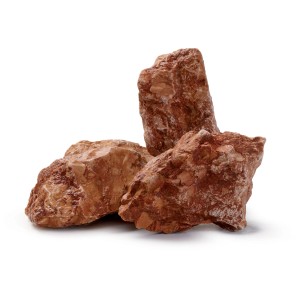 Ciottoli decorativi rossastri per giardini e paesaggistica.