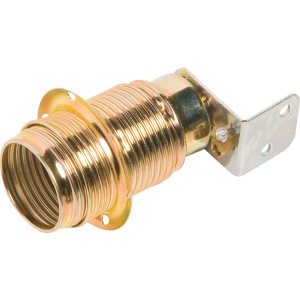 Portalampada E14 color ottone con staffa per installazione lampada.