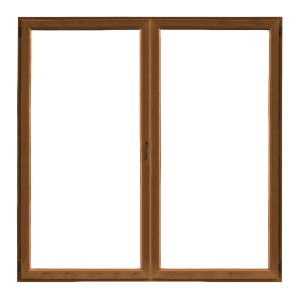 Finestra in PVC marrone, a 2 ante, per nuove costruzioni e ristrutturazioni.