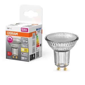 Lampadina LED Osram GU10, 7,9 W, bianco caldo, 650 lm. Dimmerabile, per soggiorno e sala da pranzo.