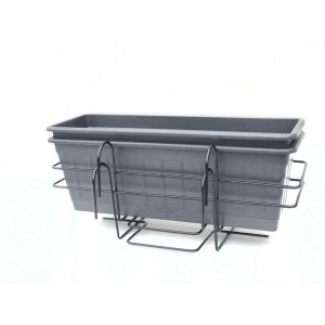 Fiorera da esterno in plastica con sottovaso nero 40 cm 2pz