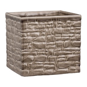 Portavaso quadrato con motivo a pietra in grigio.