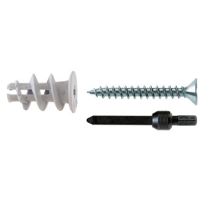 Fischer GKS tassello per cartongesso set da 50 con vite e utensile di montaggio.