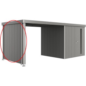 Pannello laterale Biohort per casetta Neo, grigio quarzo metallizzato. Accessorio per casette da giardino.
