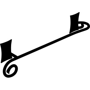 Portasciugamani nero decorativo con estremità curve.