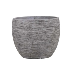 Vaso decorativo grigio t.b.t. con texture orizzontale per interni ed esterni.