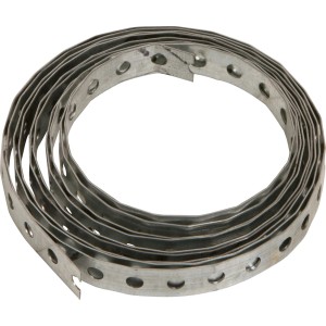 Nastro forato zincato, larghezza 17 mm, lunghezza 3 m, arrotolato. Ideale per strutture in legno.