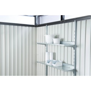 Set di scaffali per casetta da giardino Biohort Europa e AvantGarde zincato