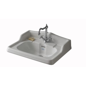 Lavabo bianco t.b.t. con rubinetto e sapone. Categoria: Lavandini.