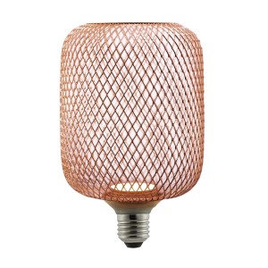Lampadina LED E27 con paralume decorativo in filo di rame.