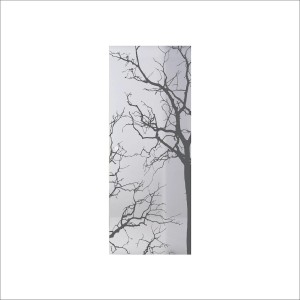 Porta in vetro t.b.t. con motivo ad albero per interni.