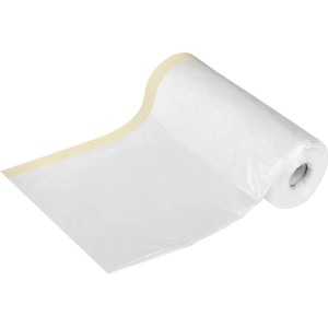 Rotolo LUX-TOOLS 2-in-1 nastro adesivo e pellicola trasparente con nastro beige per pittura.