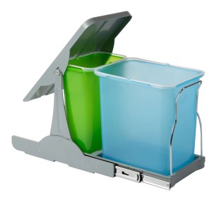 t.b.t. pattumiera con due contenitori (verde, blu) ed estraibile grigio.