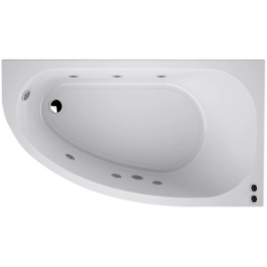 Vasca idromassaggio angolare bianca, vista dall'alto.