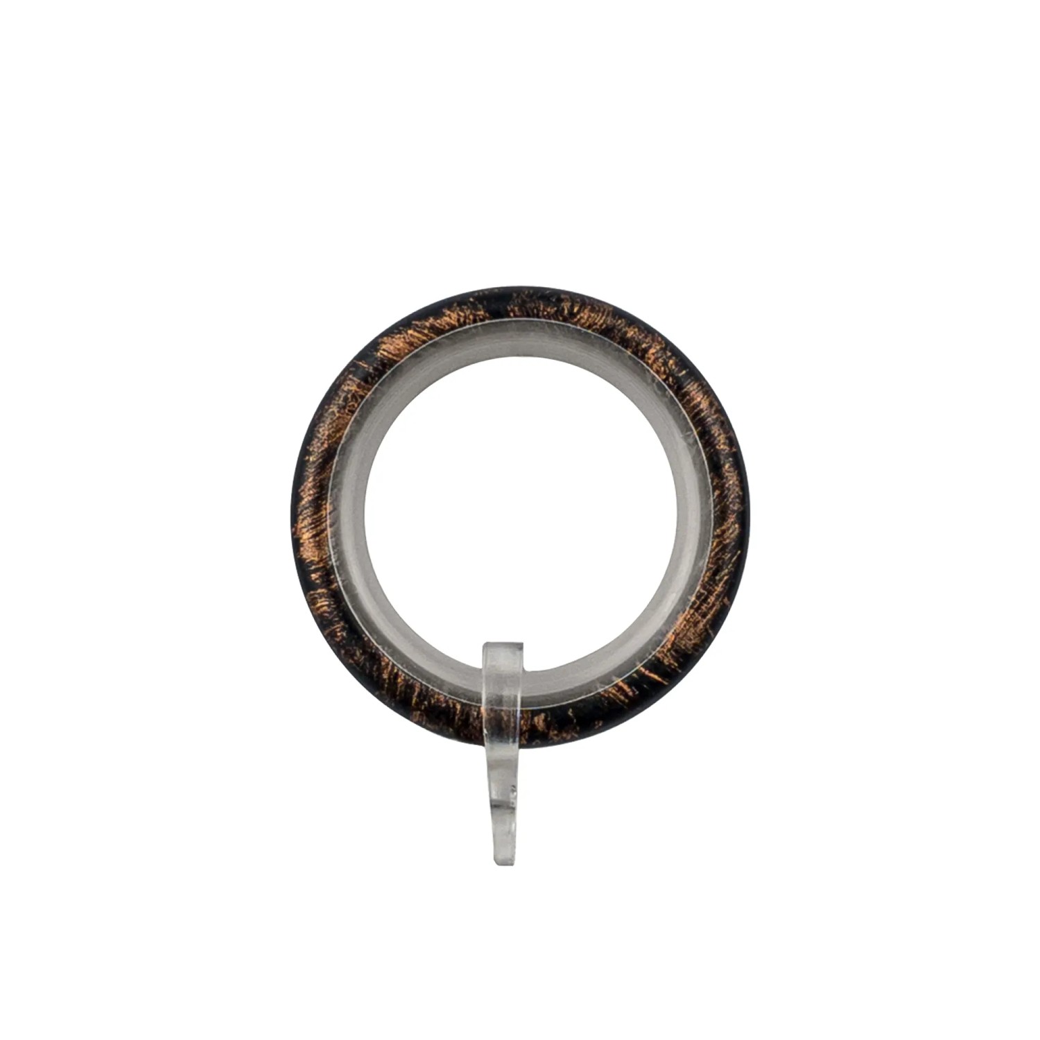 Anello per bastone per tende, marrone-nero, per fissare le tende ai bastoni.