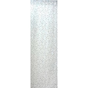 Tenda in tessuto t.b.t. trasparente con motivo a pois per decorare le finestre.