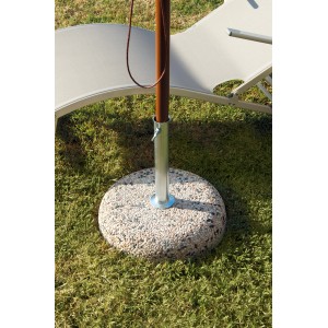 Base rotonda per ombrellone da giardino in pietra.