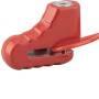 Lucchetto per freno a disco t.b.t. rosso con cavo a spirale e chiavi per moto o scooter.