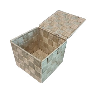 Organizzatore per armadio 't.b.t.' intrecciato, beige con coperchio.