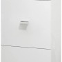 Mobile bagno alto t.b.t. bianco con tre scomparti e maniglie argentate.