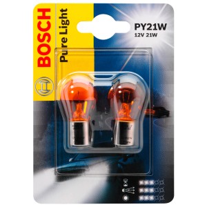 Bosch GLL Pure Light PY21W, confezione da 2 lampadine auto per indicatori e luci freno.