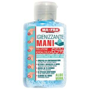 Igienizzante mani Ma-Fra, soluzione idroalcolica al 65%, per pulire e disinfettare le mani.