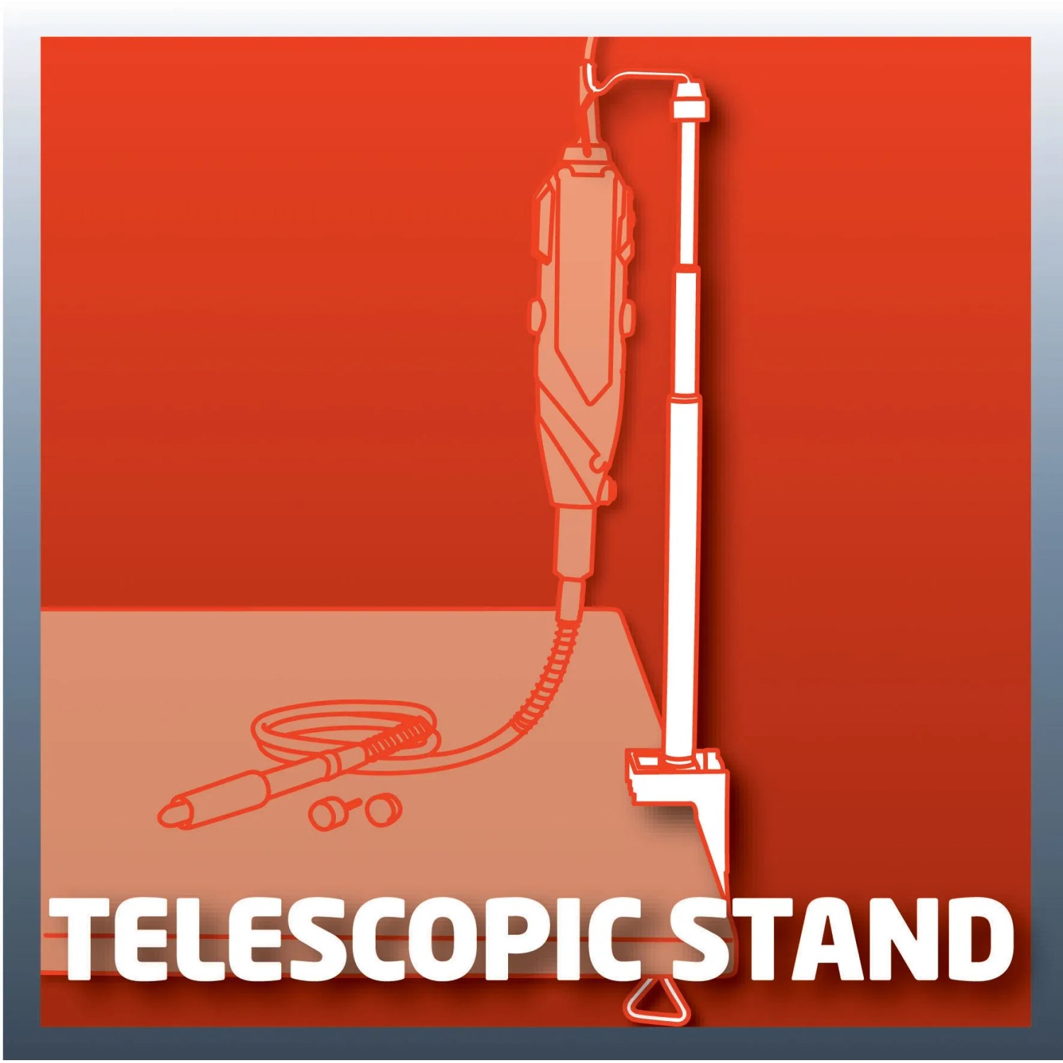 Utensile di levigatura Einhell TC-MG 135 E con supporto telescopico e accessori, ideale per forare, fresare e levigare.