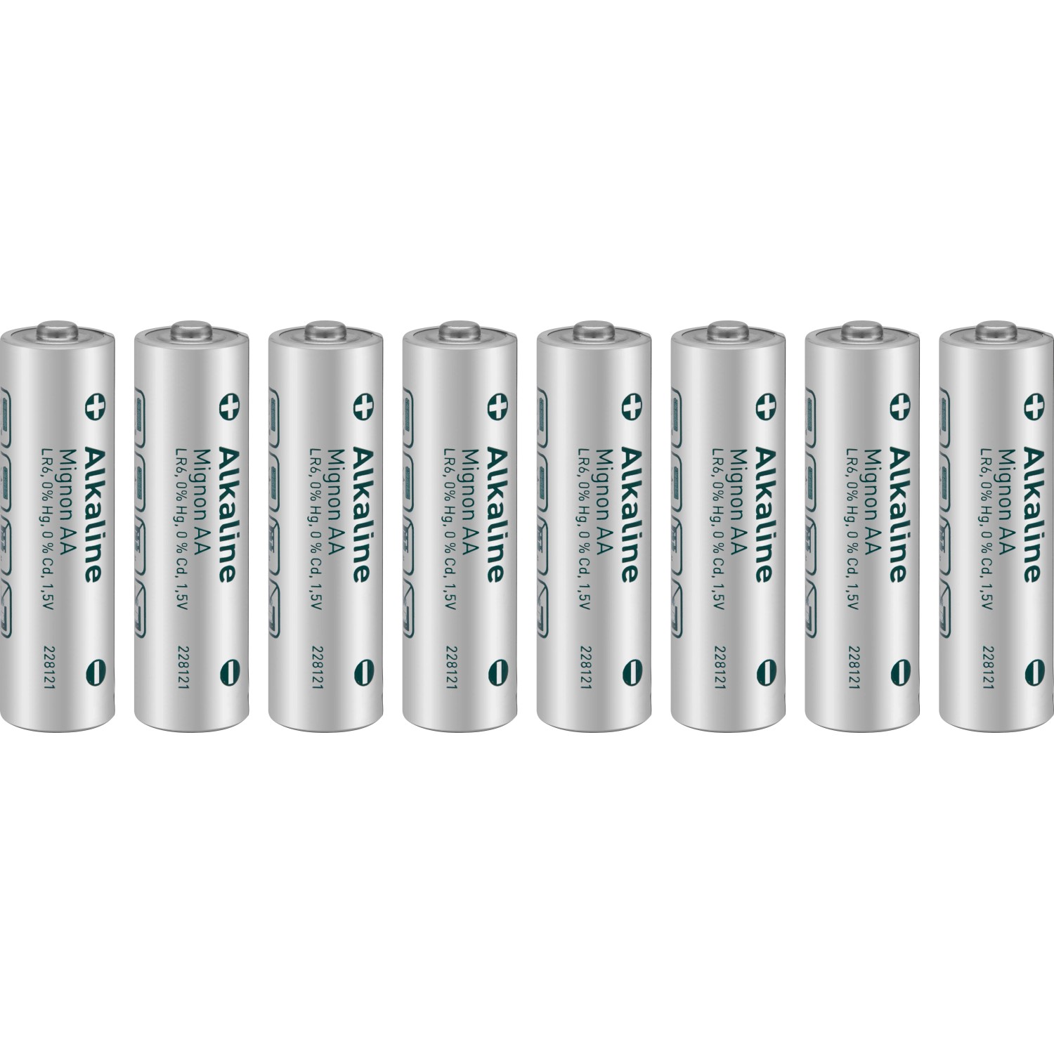 Confezione da otto batterie alcaline AA Mignon.