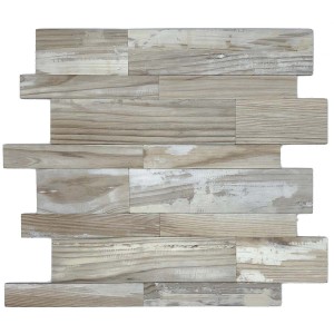 Mosaico t.b.t. in legno chiaro con superficie irregolare per design parete.