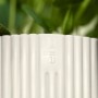 Vaso per fiori Elho Vibes Fold, Ø 14cm, bianco seta, texture a coste. Ideale per piante da interno.