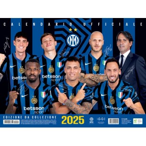 Calendario da parete Inter Milan 2025 con ritratti dei giocatori come decorazione murale.